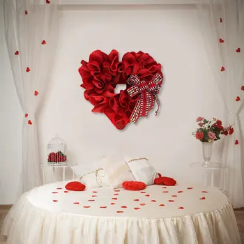 Венец за Св. Валентин, Декорации, Романтична Изкуствена рамка, която да Венец с Лък във формата на Сърце, за Дома на Стая, на Вечер Украса