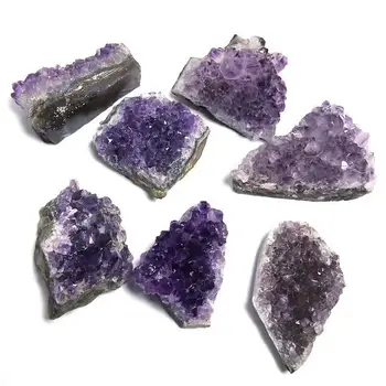 естествен камък аметист клъстер кварцови кристали, лечебни камъни за декорация на рейки