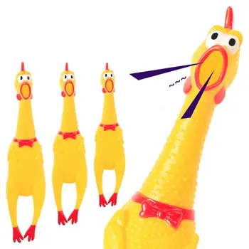 Кричащая Пиле Жълта Гумена Пищащая Пиле Играчката е Новост Здрава Гумена Кокошка Идеален Подарък за Деца и Кучета, 3 Размера