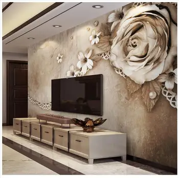 Потребителски 3D тапети за стените, 3 d стенописи тапети флорални картини Ретро рози минималистичен ТЕЛЕВИЗИЯ фон фон стенен декор
