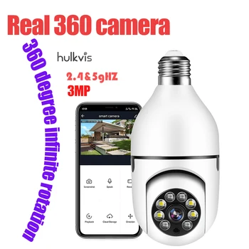 Реална 360 Крушка Камера за Наблюдение Wifi 2,4 Ghz И 5 Ghz E27 Безжична 1080p Сигурност Нощно Виждане Алармена система за Откриване на Движение на Човека
