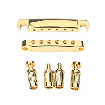 1 Комплект Позлатени Китара мост с блокаж на Tune-O-Matic Том Bridge и набор от накрайници за електрически китари Lp (златен)