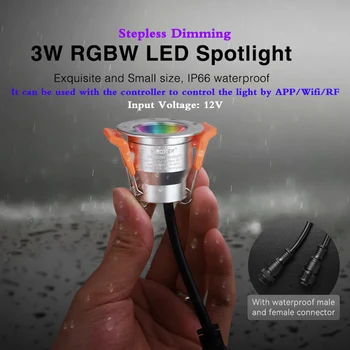 3 W RGBW Димиране на Led Прожектор Мини За Вътрешно и Външно Осветление 12 В Непромокаем Конектор, Съвместим с Горивото 2.4 G Wifi RF
