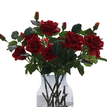3 Глави Фалшиви Рози От Изкуствени Цветя, Аксесоари За Декориране На Сватбени Партита Коприна Букет За Домашен Интериор Домашен Хотелът Организира Растение