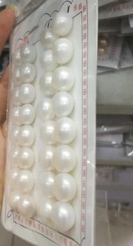 32шт Бели перли 11-12 мм Перлата на Източване на Половината на Отвора Просверленный Перли Супер Блясък Бутон Естествени Сладководни перли Свободни Мъниста