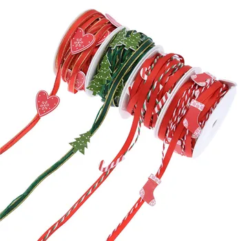 5 м/ролка Червена Зелена Коледа Лента Коледно Дърво Сърце Близалки САМ Занаят Опаковка Честване на Коледно Парти Украса