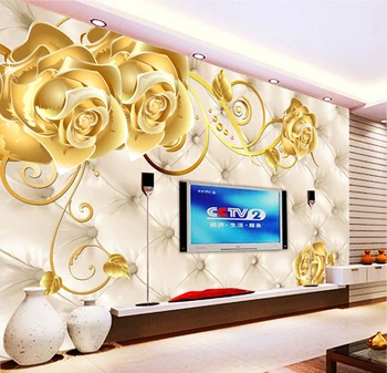 Bacal на Едро 3d стенописи тапети papel de parede ТЕЛЕВИЗИЯ фон на открито златно цвете мека чанта фотообои Европейските тапети