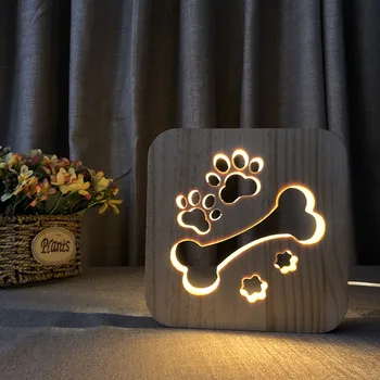 HJYVIOTIN-Сладкото Куче на Отломки Лапа LED, USB Лампа Дърворезба Настолни Лампи Детски Нощни осветителни Тела за Прикроватной нощни Шкафчета Украса Спални Подарочное Осветление