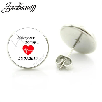JOINBEAUTY Потребителски Обеци-Карамфил Омъжи Me Today Сърцето Дата на Годишнина от Сватбата Спомен За Жени, Подарък NA01