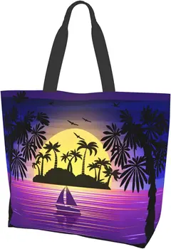 Sunset Beach Bag-Тоут Дамска Чанта С Голям Капацитет През Рамо Хранителни Пазарски Чанти