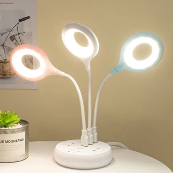 USB Настолна Лампа Преносими Нощни осветителни Тела Защита на Очите Настолна Лампа Led Учебна Лампа За Четене на Книги 2022 В Скандинавски Стил Plug Околовръстен Лампа