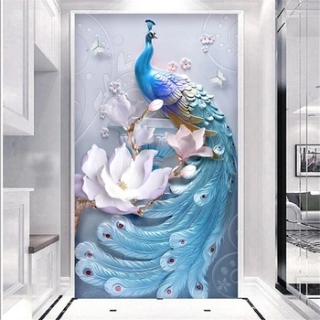 wellyu Потребителски тапети 3D стенописи модерен минималистичен перлено бял паун верандата фон декоративна живопис тапети за стени 3d