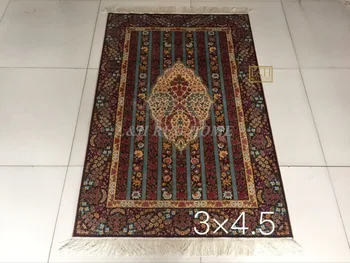 Безплатна доставка 3 'X4,5'230 Линия Ръчно изработени от естествена Коприна Източен Персийски Килим ръчно Плетени копринен килим за декорация на дома