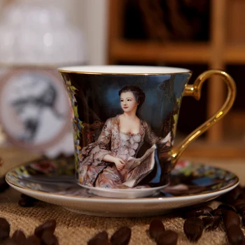 Европейският Съд фигура живопис Костен Порцелан, чаши за кафе, комплекти Творчески Порцелан чаена чаша Следобед на чай начало декор на Сватбени Подаръци