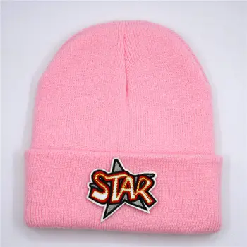 звездата на писмо бродерия Памук Удебелена вязаная шапка зимна топла шапка Skullies капачка капачка за дете на мъже, жени 323