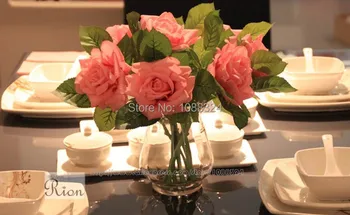 Коприна роза, Плат за бродерия, Начало Декор за Сватбени партита, Демонстрации, събития, букет от изкуствени рози, 0455