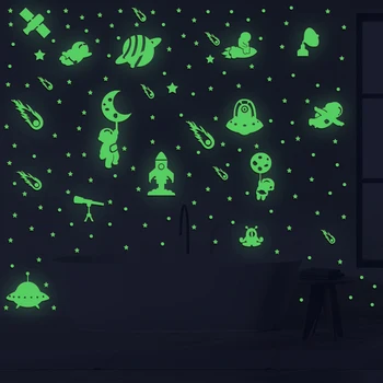 космически астронавт декоративни стикери за стена светещи стикери в тъмното флуоресцентни детски нощни светещи стикери