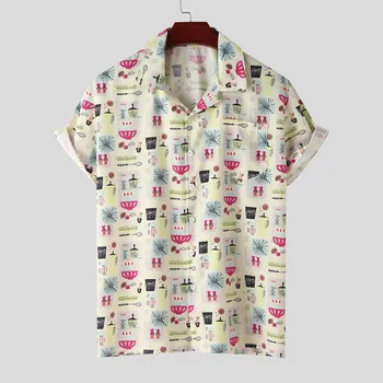 Мъжка риза с Цветен Модел и Къси Ръкави, Ежедневни Мъжки Риза с Принтом, Плажно Облекло Harjauku, Празнично Изкуство, 3d Дигитален печат