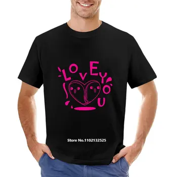 Мъжка Тениска С Изображение на Сърцето Love You, Памучни Тениски С Къс Ръкав и Кръгло деколте в стил хип-хоп, Ежедневни Градинска Дрехи, Блузи