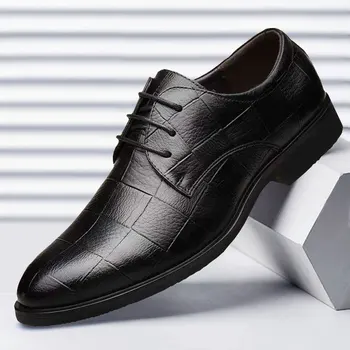 Мъжки Кожени Обувки, Бизнес Модельная Ежедневни Обувки за Мъже, Социални Лоферы, Мъжки Луксозна Дизайнерска Оксфорд Официалната Обувки
