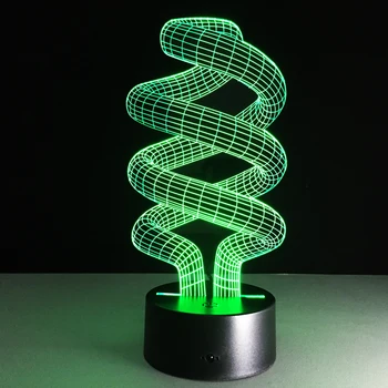 Навити цветни 3D светлина LED енергоспестяващ нощна лампа Творчески 3D акрилни визуален светлина