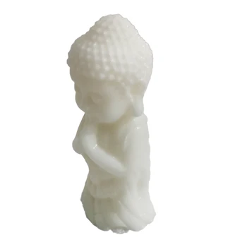 Натурален бял Мрамор Резбовани Малка Статуя на Буда, Ръчно изработени от Натурален Минерален Кварц, Лечебен Скъпоценен Камък Декорация на Дома, Празничен Подарък