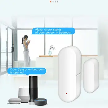 Нов Sasha WiFi Сензор Врати Интелигентен Сензор За Прозорец На Детектора Аларма Независим Магнитен Сензор Работи С Алекса Google Home