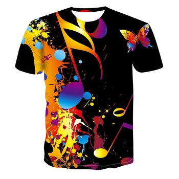 Нова мъжка тениска оверсайз с 3D Творческа Мелодия, Градинска Тениска с Кръгло деколте и Къс Ръкав, Спортен Топ, Лятна Мода нови Дрехи
