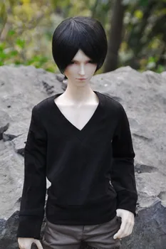 Облекло за кукли BJD подходящ за размера на 1/3 1/4 чичо, модни черна трикотажная долната риза с v-образно деколте и дълъг ръкав, аксесоари за кукли