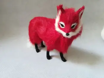 пластмаса и кожа стоящи лисица е труден модел на около 16x12 см червената лисица занаят декорация на дома играчки Коледен подарък w0874