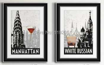 Платно на картина пейзаж на Манхатън бели руски вино съвременно изкуство изобразително изкуство на декоративно изкуство безплатна доставка