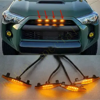 Подходящ За Toyota 4Runner 2011-2021 Led Авто Предна броня Решетка, Led Жълта Светлина Raptor Стил Комплект Светлината Декор W/Скорост на кабели