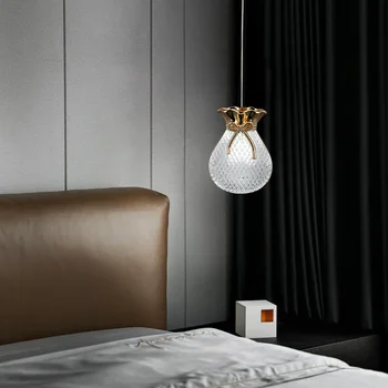 Скандинавски Led Стъклен Малка Странична Лампа Pandant Дискретна Малка Странична Лампа За Спални Модерен Прости Бар Декоративна Полилей Осветление