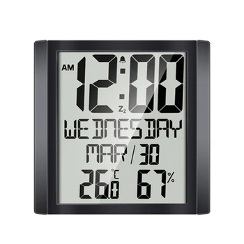 Стенен Часовник с голям Екран, за Домашно Измерване на температура и влажност на въздуха, Аларма, Цифрови Електронни Часовници за Всекидневна
