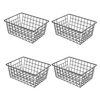 Телена Кошница За Съхранение За Организиране, 4 Опаковки Метални Телени Кутии-Организаторите за фризера с Дръжки, Малки Кошници За Склада