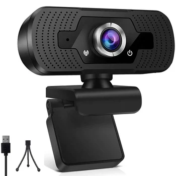 Уеб камера с Full Hd 1080P, уеб камера USB Buit в Микрофона Поддръжка на Ръчно Фокусиране, Щепсела и да Играе на Уеб камерата Със Статив PC
