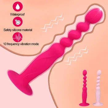 Унисекс! Двойна Вибрация Анални Топчета Жена Мастурбация G-spot Вибратор За Зърната Мъжки Масаж на Простатата Анален Накрайник Секс-Играчки За Възрастни